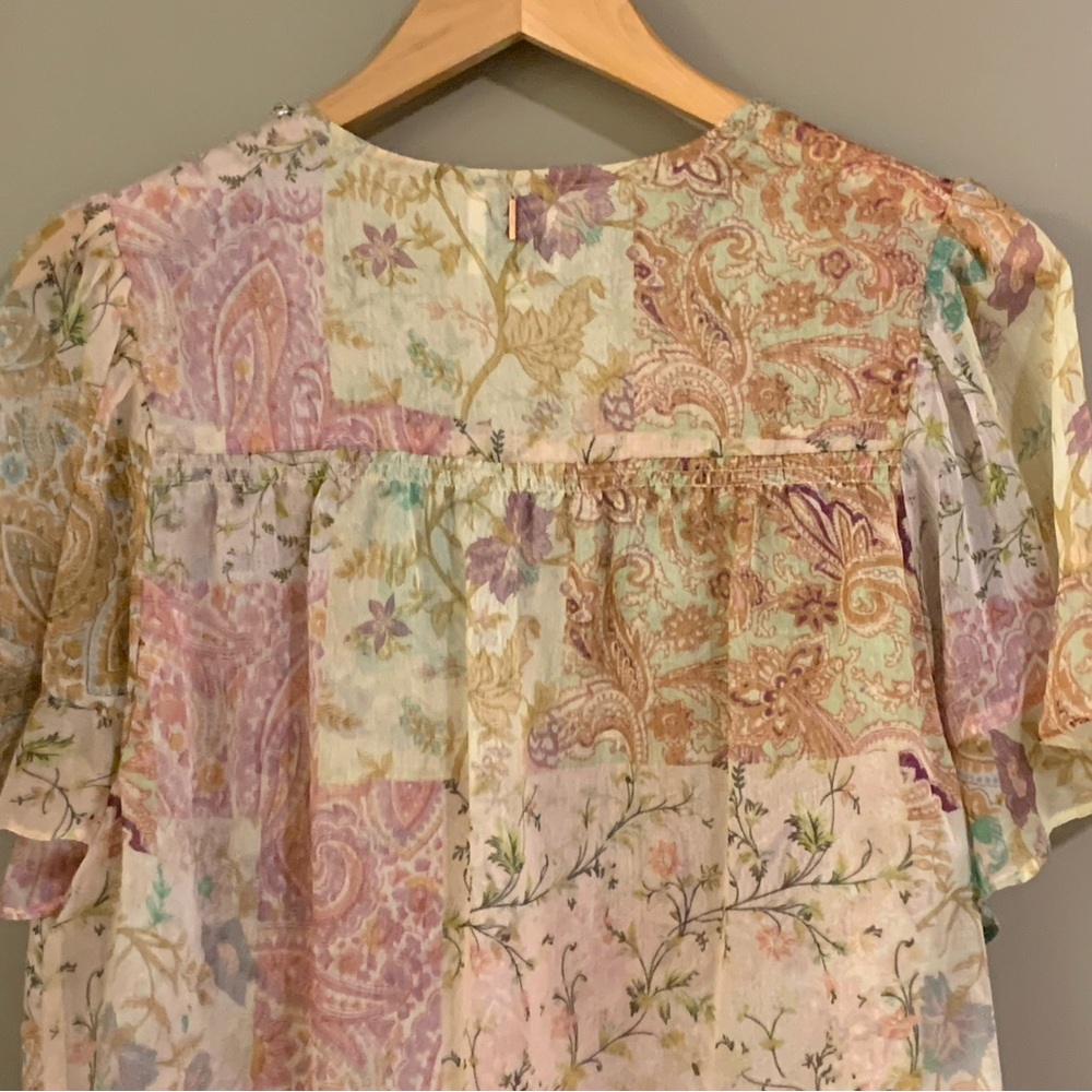 Misa Para Sheer Chiffon Blouse Top in Ischia Paisley Size S - Picture 13 of 16